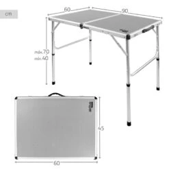 AKTIVE - Table De Camping Pliante, Réglable En 2 Hauteurs, 90x60x40/70 Cm, Gris -Plein Air Camping Magasin aktive table de camping pliante reglable en 2 hauteurs 90x60x4070 cm gris 3