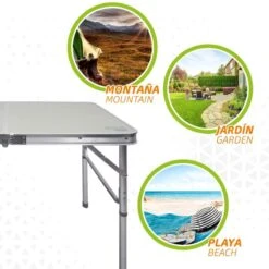 AKTIVE - Table Pliante Avec 2 Tabourets Et Poignée De Transpor, Gris -Plein Air Camping Magasin aktive table pliante avec 2 tabourets et poignee de transpor gris 3