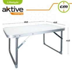 AKTIVE - Table Pliante . Table Basse Blanche En Aluminium - 40x60x40 Cm -Plein Air Camping Magasin aktive table pliante table basse blanche en aluminium 40x60x40 cm 3