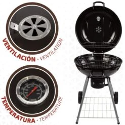 Barbecue Portable Rond Au Charbon De Bois Avec Couvercle Aktive -Plein Air Camping Magasin barbecue portable rond au charbon de bois avec couvercle aktive 2
