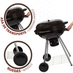 Barbecue Portable Rond Au Charbon De Bois Avec Couvercle Aktive -Plein Air Camping Magasin barbecue portable rond au charbon de bois avec couvercle aktive 5