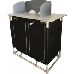 BAYASUN Meuble De Cuisine 4 Étagères Pieds Réglables Gris -Plein Air Camping Magasin bayasun meuble de cuisine 4 etageres pieds reglables gris 2