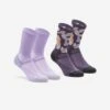 Quechua Chaussettes Randonnée - Hike 500 High Trendy Purple & Kamo X2 Paires