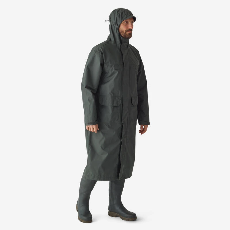 Manteau Long Chasse Imperméable 500 Vert 2 Manteau Long Chasse Imperméable 500 Vert – Image 2