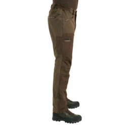 PANTALON Chasse RENFORT MARRON TEMPS SEC 500 -Plein Air Camping Magasin pantalon chasse renfort marron temps sec 500 4