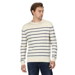 Regatta Pull CAUTLEY Homme (Blanc / Denim Foncé) -Plein Air Camping Magasin pull cautley homme blanc denim fonce 2