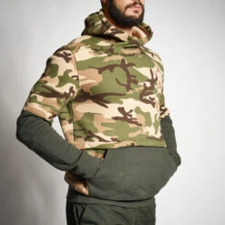 SWEAT A CAPUCHE 500 BICOLORE KAKI CAMOUFLAGE -Plein Air Camping Magasin sweat a capuche 500 bicolore kaki camouflage 5