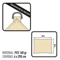 Voile D'ombrage Rectangulaire Aktive Garden Couleur Crème -Plein Air Camping Magasin voile dombrage rectangulaire aktive garden couleur creme 2